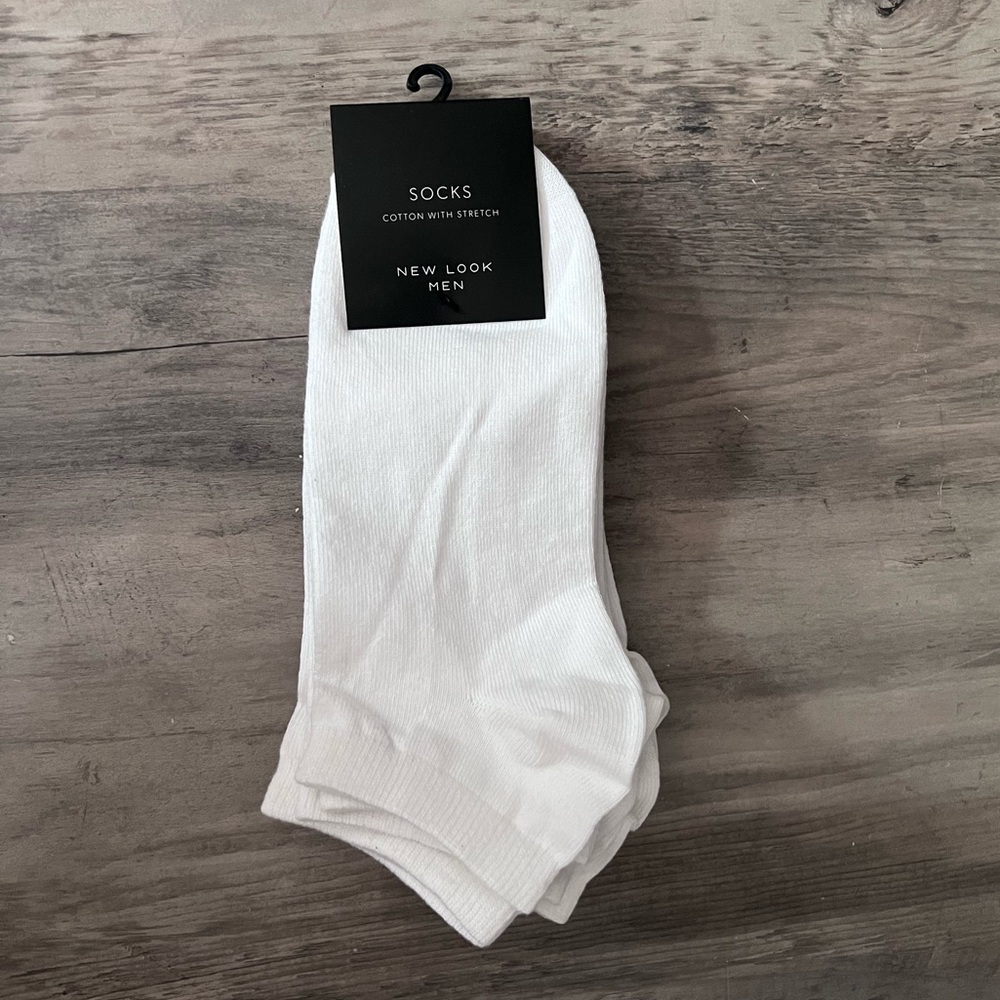 New Look Men White Trainer Liner Ankle Socks 5 Pack One Size